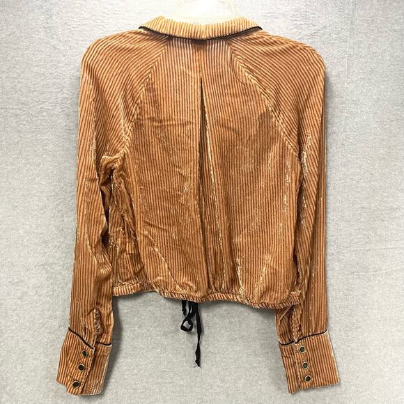Free People Aspen Nights Velvet Button Up Top Size XS - Picture 4 of 7